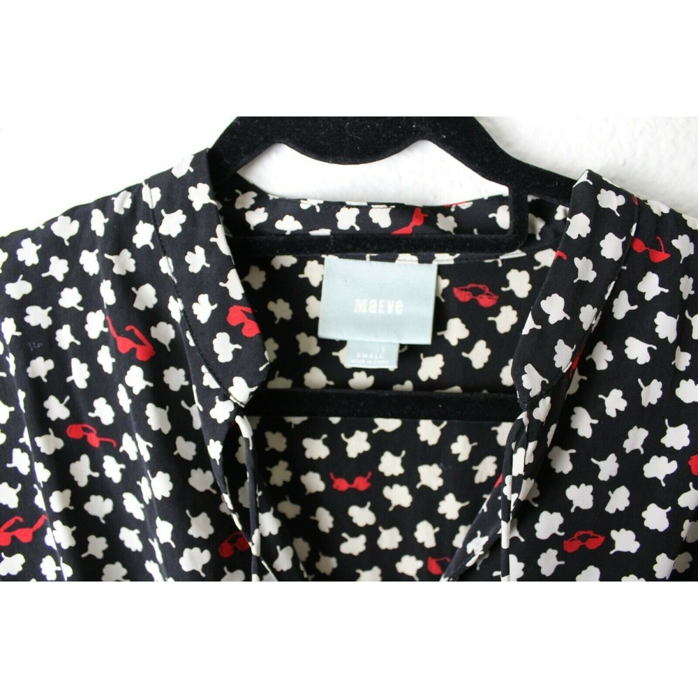 Maeve Anthropologie Short Sleeve Red Black White Dress Small - Picture 3 of 7